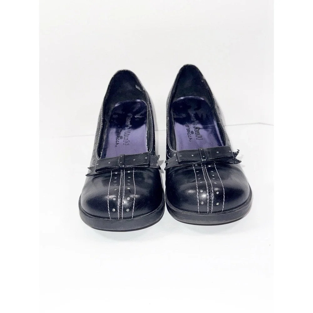 Vintage Y2K Chunky Platform Heel Pump Whimsigoth Bow Dark Academia Grunge Size 7 - Picture 4 of 16